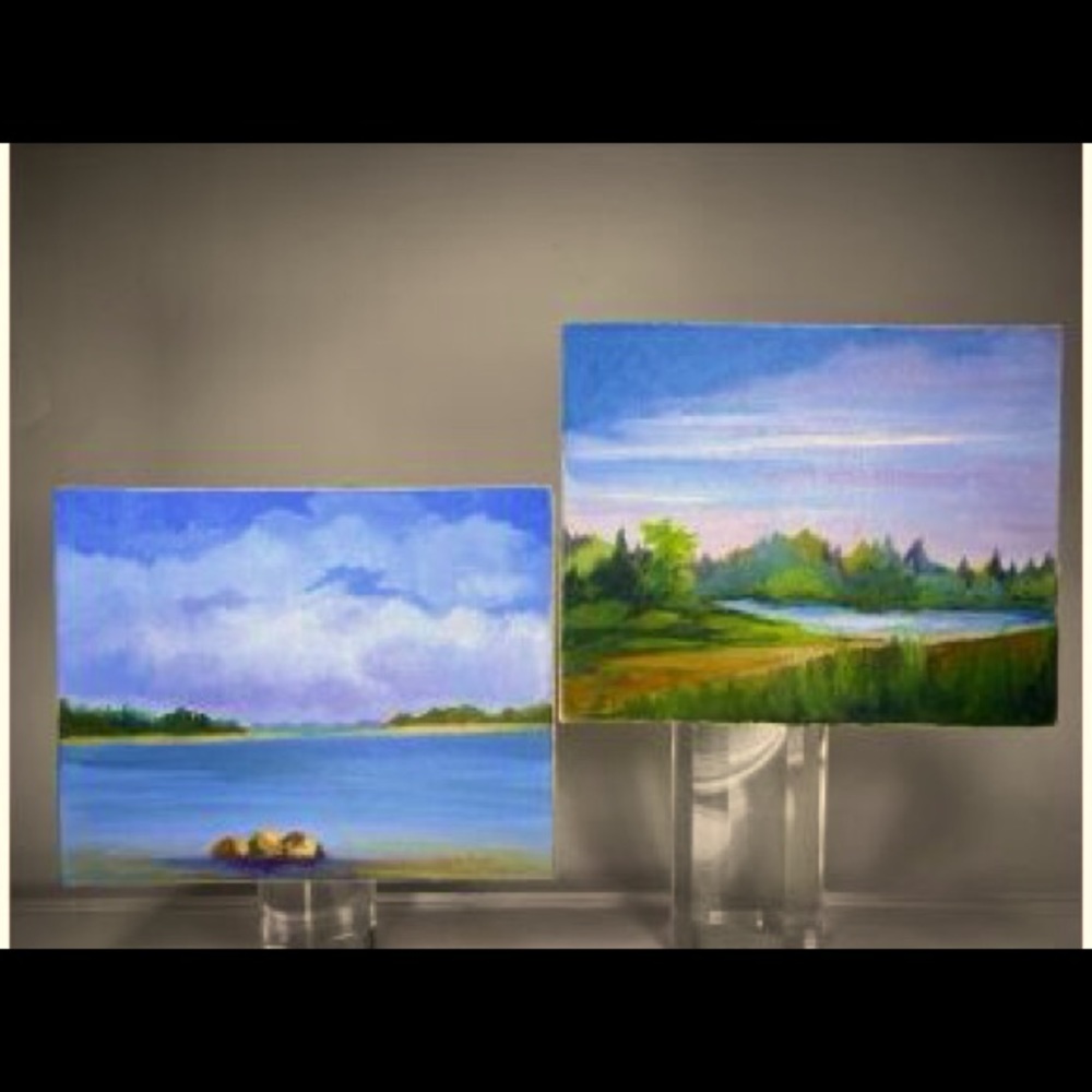 Iconic Pair of Landscape Paintings . Ideal Size